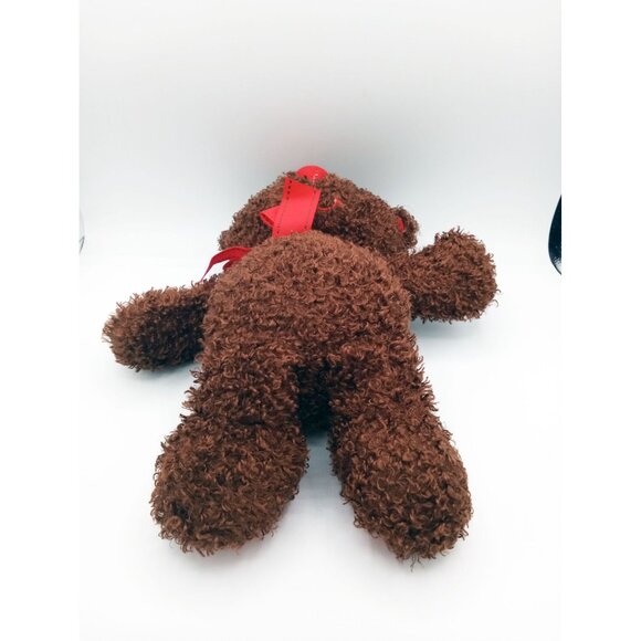 Bear Plush Dan Dee Teddy Dark Brown Red Heart Eye Paws 13 In Soft Stuffed Animal - Picture 8 of 14